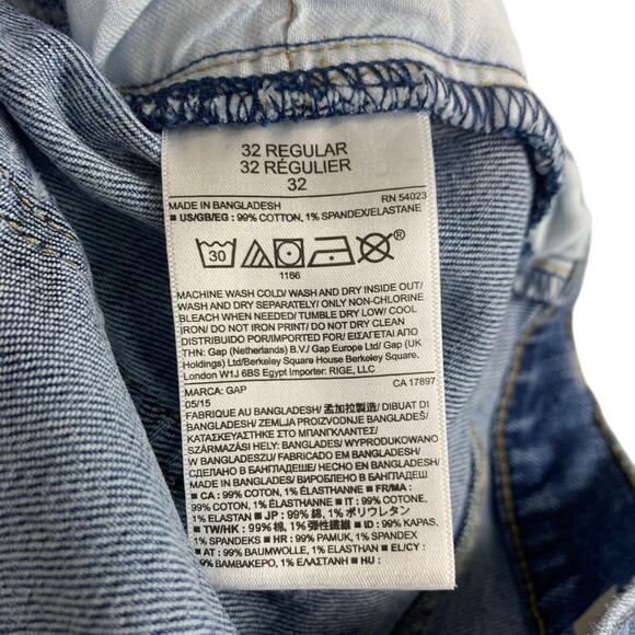 Gap 1969 Womens Girlfriend Vintage Jeans Size 32 R Blue Distressed Holes MidRise - Picture 10 of 11